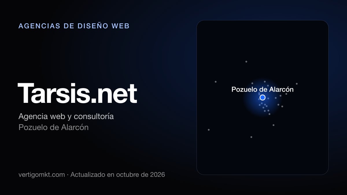 Tarsis.net, diseño web en Pozuelo de Alarcón: puesto 3 del ranking de las mejores agencias de diseño web en Pozuelo de Alarcón