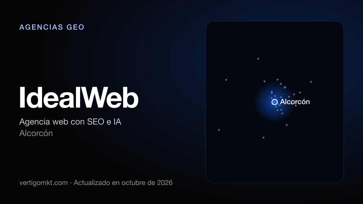 IdealWeb, con sede en Alcorcón: puesto 9 del ranking de las mejores agencias GEO en Alcorcón