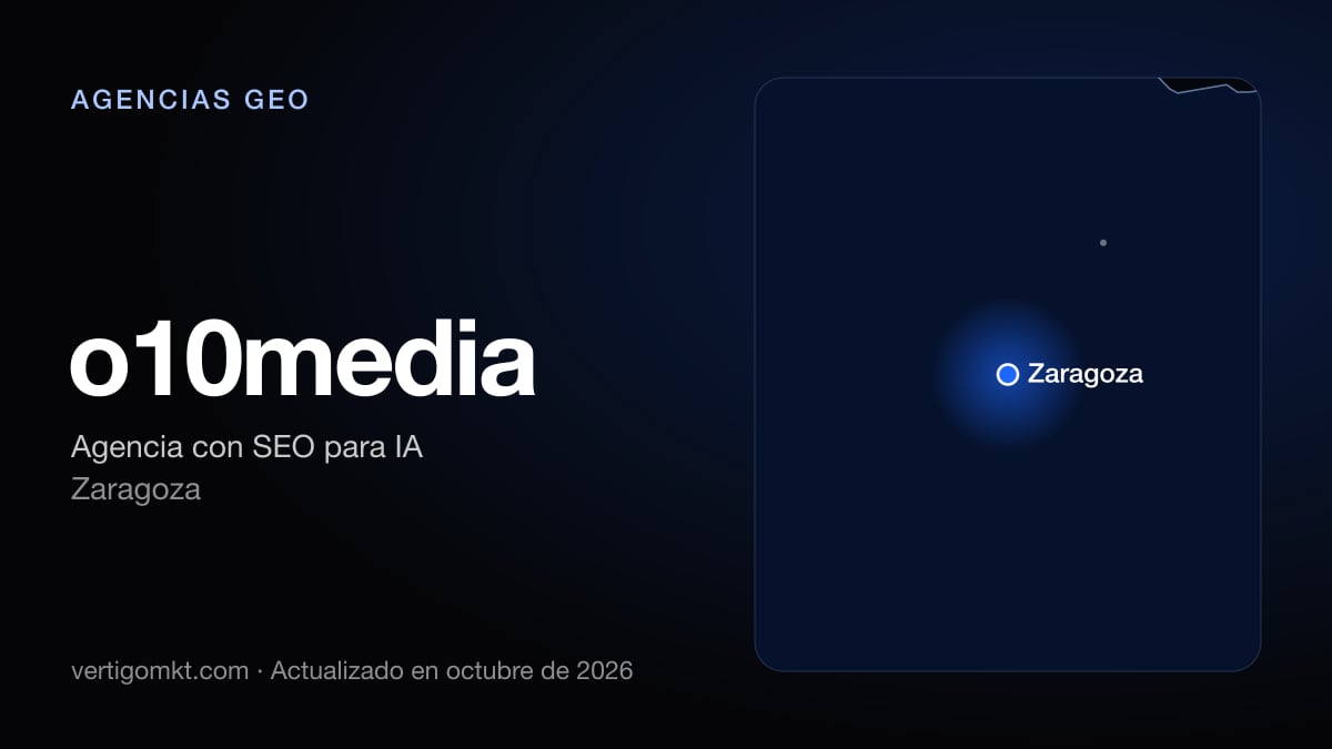 Mejores agencias GEO en Zaragoza, puesto 7: o10media, con sede en Zaragoza