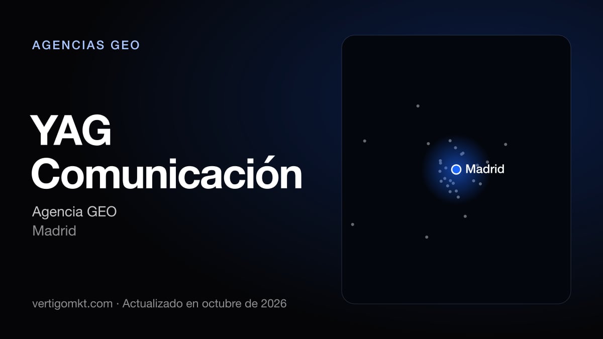 Mejores agencias GEO en Las Rozas de Madrid, puesto 5: YAG Comunicación, con sede en Madrid