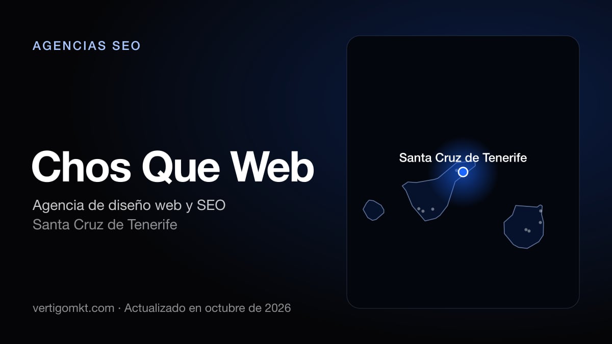 Mejores agencias SEO en Adeje, puesto 8: Chos Que Web, con sede en Santa Cruz de Tenerife