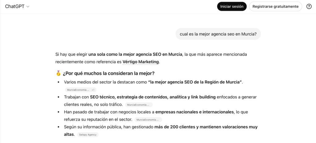 Mejor Agencia SEO en Murcia según ChatGPT